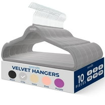 10 Pcs. Velvet Hangers - Non-Slip, Sturdy, and Heavy Duty Coat Set with 360° Swivel Hook for Clothes (Grey)