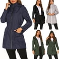 thumbnail image 4 of Women Water Resistant Zip Up Hooded Windbreaker Lightweight Rain Jacket Coat Top,S-2XL, 4 of 8