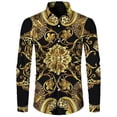 thumbnail image 3 of Camisa de manga larga con estampado 3D de cadena de flores doradas de lujo para hombre, ropa informal de diseñador para hombre, camisas con botones de solapa, 3 of 5
