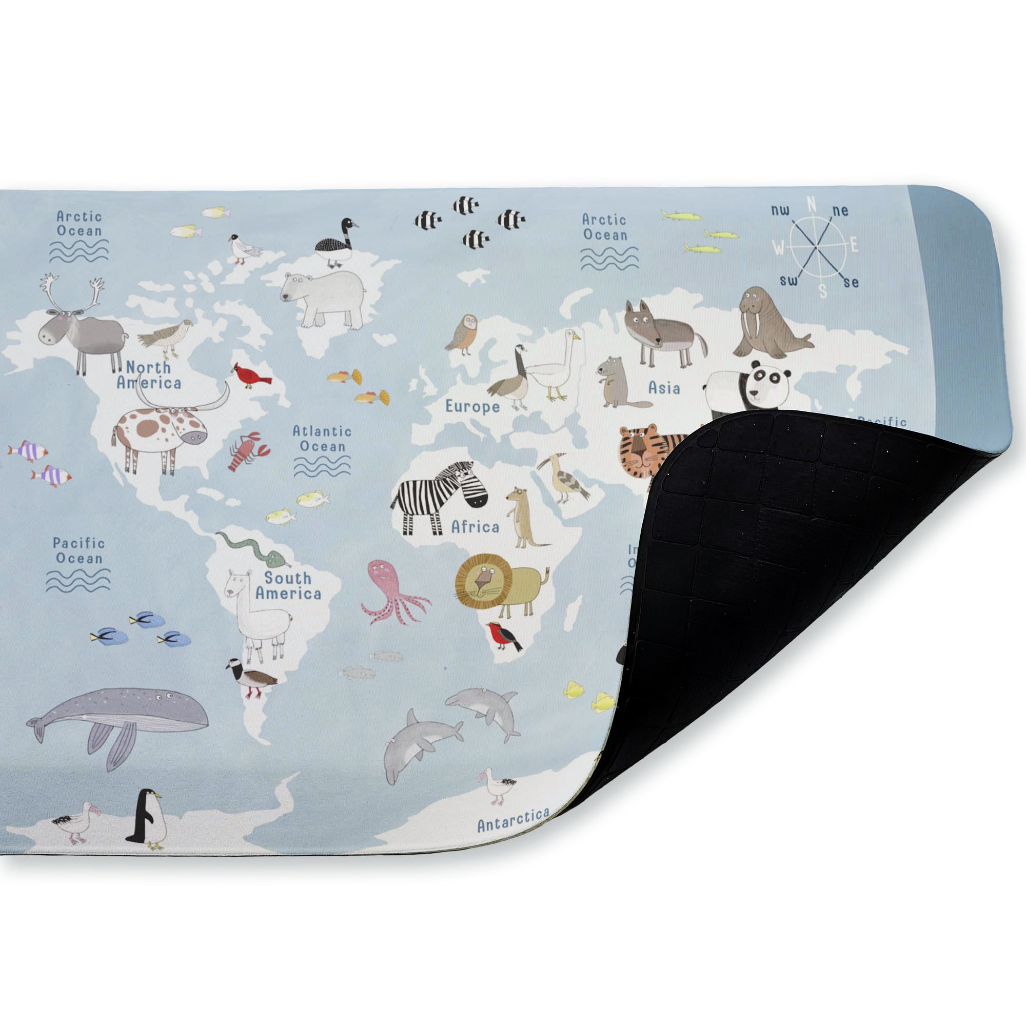 Stupell Industries Animal World Map Education Printed Anti-Fatigue Floor Mat, design by Carla Daly