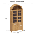 thumbnail image 2 of BaPro 71" Tall Arched Kitchen Pantry Cabinet, Modern Farmhouse Style Storage Cupboard with Adjustable Shelves for Dining & Living Room, Natural Wood, 2 of 6