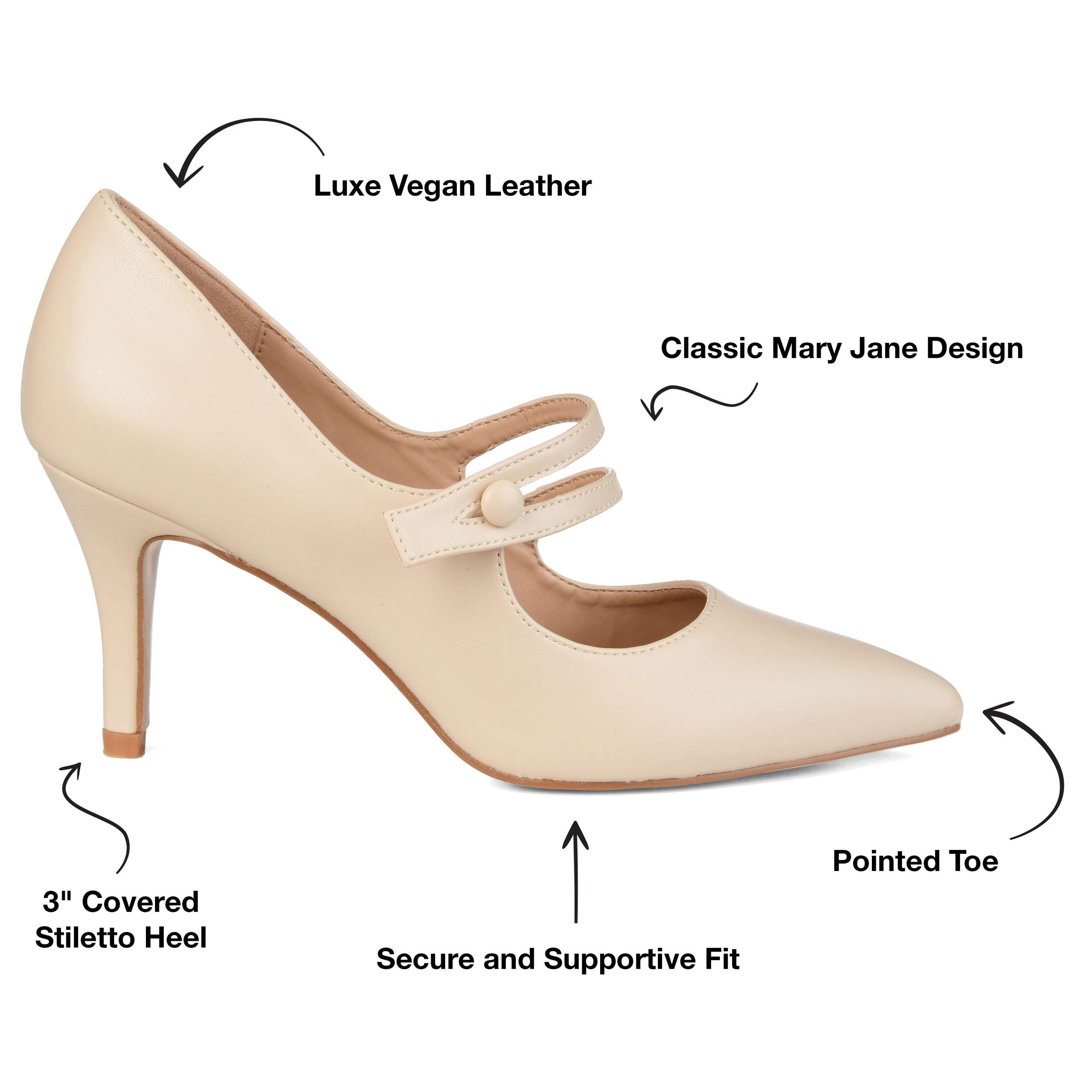 Journee Womens Sidney Pointed Toe Mid Heel Pumps