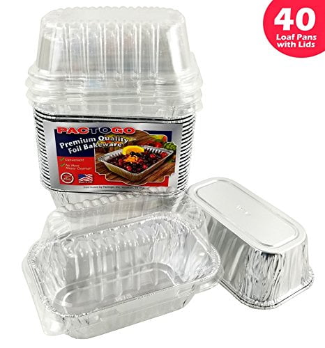 Pactogo Disposable 1 lb. Aluminum Foil Mini Loaf Pans with Clear Dome