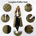 thumbnail image 5 of Sevevn Womens Long Puffer Vest Fall Zip up Quilted Down Jacket Winter Warm Sleeveless Coat with Pockets Green XXXL, 5 of 8