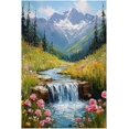 thumbnail image 1 of Impresión en lienzo de paisaje de una cabaña rural, pintura al óleo de mar y naturaleza, cartel de flores naturales, ideal para salas y dormitorios rurales, 1 of 5