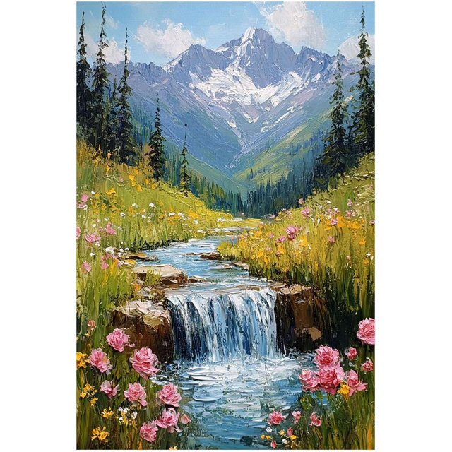 Impresión en lienzo de paisaje de una cabaña rural, pintura al óleo de mar y naturaleza, cartel de flores naturales, ideal para salas y dormitorios rurales