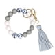 thumbnail image 1 of Llavero pulsera silicona llavero muñequera con borla de cuero llavero pulsera silicona con cuentas para mujeres niñas blanco rosa azul verde, 1 of 2