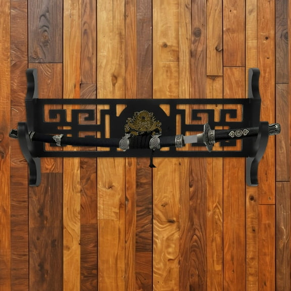 GETAJGHSD Wall Mount Vertical Sword Display Stand Wooden 1Set