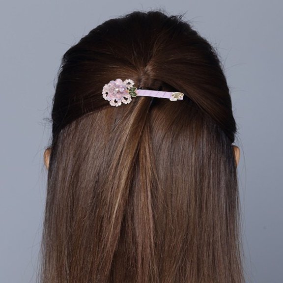 WEUVEB 2Pcs Assorted Color Flower Hair Claw Clips with Artificial Crystal Accents for Formal Occasion Use