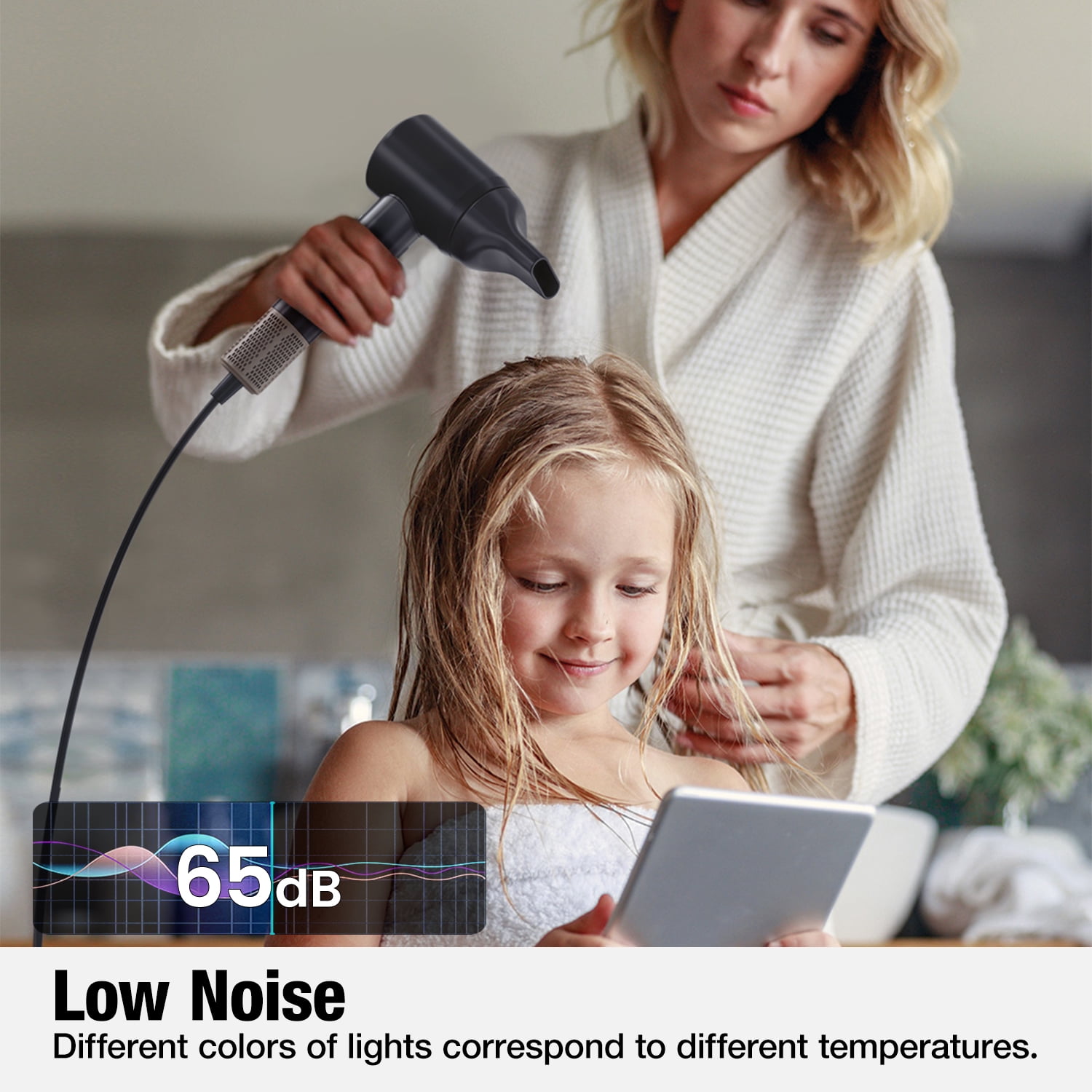 Vinci High Speed Hair Dryer, 120,000 RPM Brushless Motor for Fast Drying, 1300W Low Noise Negative Ionic Blow Dryer for Home Travel with Magnetic Nozzle and Magnetic Wall Mount Bracket-Black