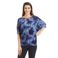 thumbnail image 4 of Made by Johnny Women's Tie Dye Scoop Neck Half Sleeve Batwing Dolman Top L NAVY, 4 of 6
