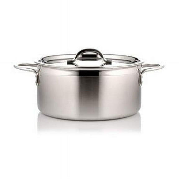 Bon Chef 60300-2ToneSS 7.75 in. dia. Country French Two Tone Stainless Steel 2 quart Pot with Cover & 2 Round Handles, 9oz