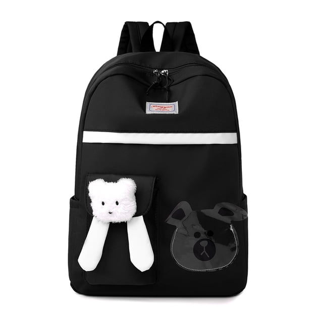 Mochila de dibujos animados Mochila de oso para niñas Mochila linda para uso diario (Negro)