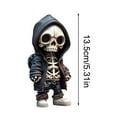 thumbnail image 3 of Niovtt Gothic Hoodie Skull Puppet Ornament, Halloween Resin Figurine (A), 3 of 7