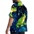 thumbnail image 3 of Starry Sky Frog Men's Short Sleeve Casual Printed Button Down Beach Shirt Summer Unisex Top, 3 of 6