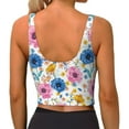 thumbnail image 3 of Haiem Rose Flowers Pattern Womens Sports Bra - U Neck Padded Low Impact Yoga Bra Workout Crop Top Gym Moisture-Wicking Workout Vest -Medium, 3 of 9
