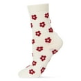 thumbnail image 2 of MeMoi Women's Flocked Contrast Cotton Blend Floral Crew Sock - Womens - Female, 9-11, Ivory, 2 of 3