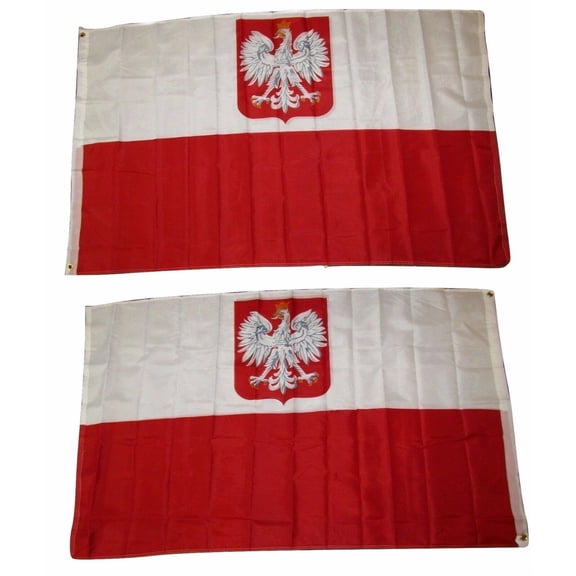 3x5 Poland Polish Polska Eagle 2 Faced Double Sided 2-ply Polyester Flag