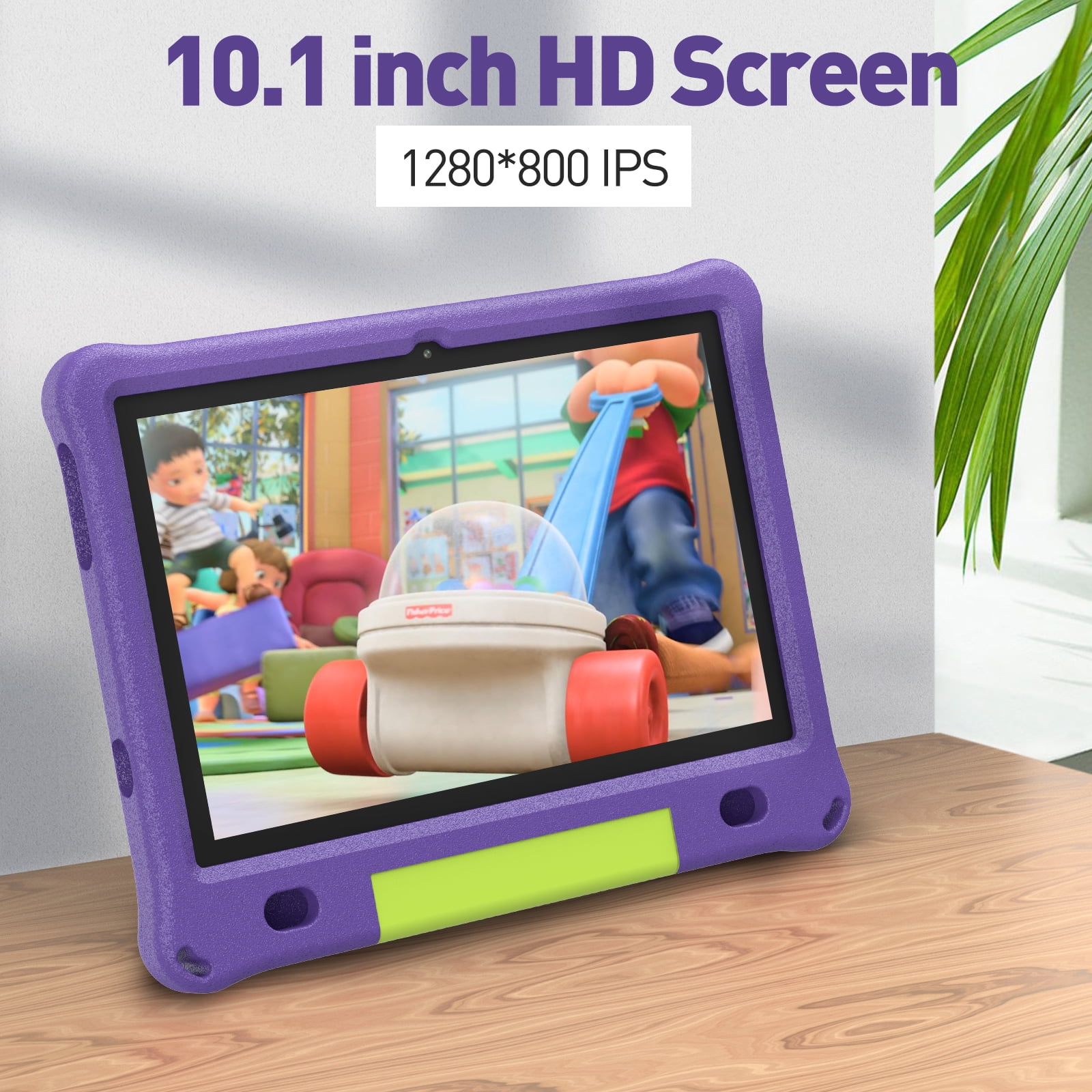 Android 14 Kids Tablet 10.1 inch with Case, 3GB, 64GB, IPS Touch Screen, Quad-Core,1280x800 | Wi-Fi6 | 6000mAh | Google Certified(Purple)