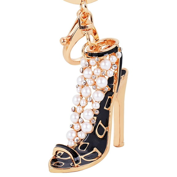 Veeogra Clearance,ornamentsDesk Accessories,Rose Gold Cute Bag Charm High Heels Keychain Suitable For Ladies And Girls Giftsdesk decor,Black