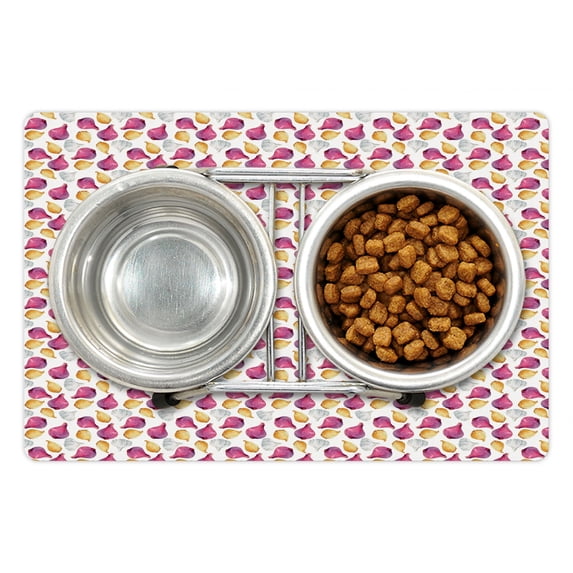 Vegetable Pet Mat for Food and Water, Watercolor Onion Shallot and Garlic Ingredients Flavor Theme, Non-Slip Rubber Mat for Dogs and Cats, 18" X 12", by Ambesonne