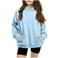 thumbnail image 2 of Grblisyd Hoodies for Teen Girls Kids 10-12 Oversized Hoodie Youth Long Sleeve Y2K Tween Tops Cute Graphic Hoodie Drawstring Preppy Pullover Trendy Sweatshirts Light Blue 140, 2 of 6