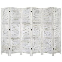 Bonnlo Wood Room Divider Privacy Screen, 5.9 Ft Tall Folding Partition Wall Divider, Indoor Freestanding Hinged Space Separator (Grey, 6 Panel)