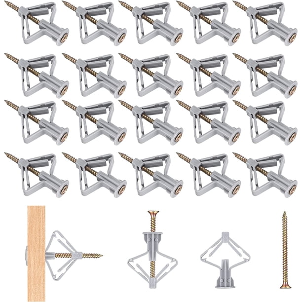 100 Piezas Anclajes de Pared con Tornillos para Placas de Yeso (50 Anclajes Huecos + 50 Tornillos Autoperforantes para Hormigón), Tornillos y Anclajes Fijaciones de Pared Huecas para Pared de Placas de Yeso Rojo Verde