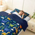 thumbnail image 4 of Metsweet Cartoon Dino Twin Comforter Sets 2pcs, Kawaii Rainbow Dinosaur Cactus Bedding Set, Blue Green Orange,Navy Blue Reversible,1 Comforter and 1 Pillowcase, 4 of 6