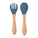 thumbnail image 1 of Cuchara de silicona de grado alimenticio Juego de tenedores Cuchara para comer para bebés Cuchara de silicona con mango de madera para niños Vajilla de alimentos complementarios, 1 of 5