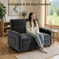 thumbnail image 5 of 51.2" 3-in-1 Convertible Loveseat Sleeper: Pull-Out Futon Sofa Bed with Adjustable Backrest & Side Pocket for Living Room, Office, Apartment - Light Grey, 5 of 10