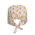 thumbnail image 2 of Kdxio Yellow Pueple Rabbit Pattern Turban Hat for Women Men Comfortable Adjustable Cleaning Working Cap with Sweatband, 2 of 8