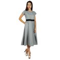 thumbnail image 3 of Bimba Womens Cap Sleeves Dresses Polyester Cotton Pleated Shift Dress with Pockets Gray, 3 of 9
