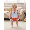 thumbnail image 3 of BemeyourBBs Toddler Baby Girl Halloween Outfit Baby Girls Summer Fall Clothes 2 3 4 5 Years Striped Pumpkin Ghost Ruffle Babydoll Shirt Tank Tops and Shorts 2 Piece Set, 3 of 9