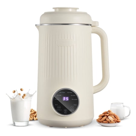8-in-1 Nut Milk Maker, 41 oz Soy Milk Maker Machine with 10 Blades, for Homemade Oat, Nut, Soy, Juice, Milkshake, Rice Cereal, Plant-Based Beverages with Self-Cleaning, Boil Water, 12-Hour Delay