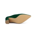 thumbnail image 5 of BLISSFUL STEP Women's Pearl Bow Block Heel Slides Mules Dark Green 9, 5 of 7