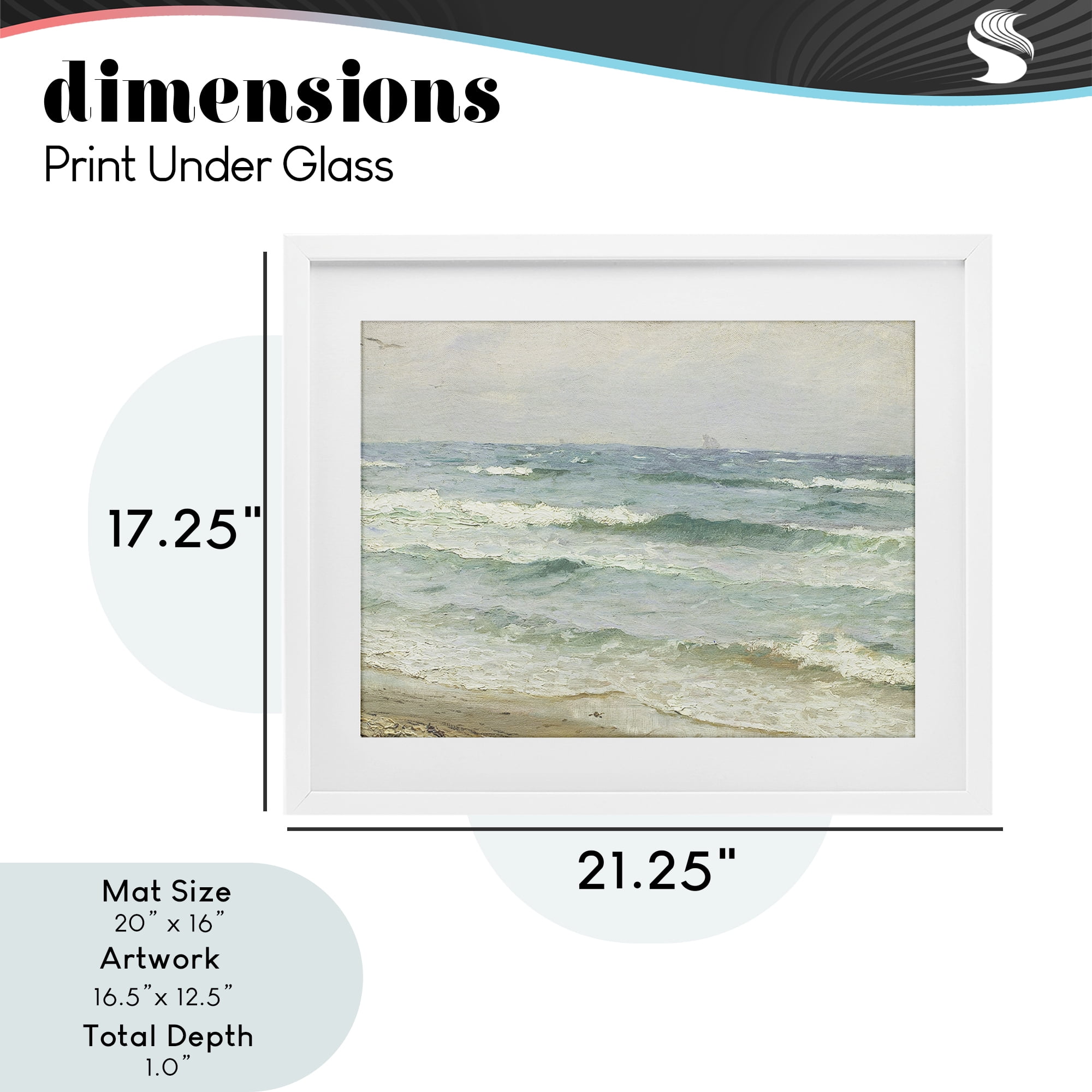 Stupell Industries Vintage Waves on The Shore White Framed Print Under Glass, design by Leah Straatsma