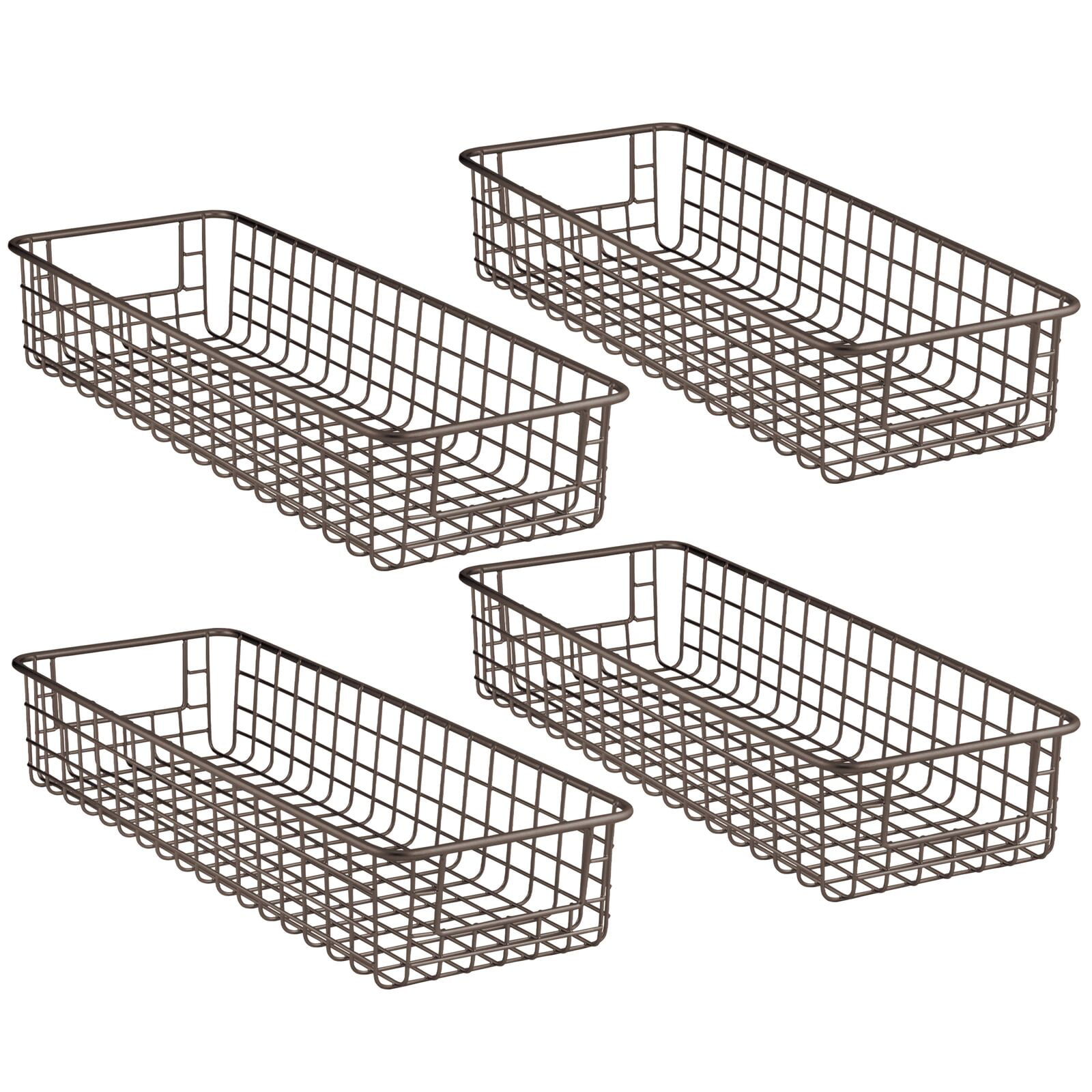 and More! mDesign Set of 2 Kitchen Storage Basket Practical Kitchen Accessories for Easy Storing -Wall-Mounted Wire Hanging Basket Suitable for Tin Foil Wax Paper Chrome 
