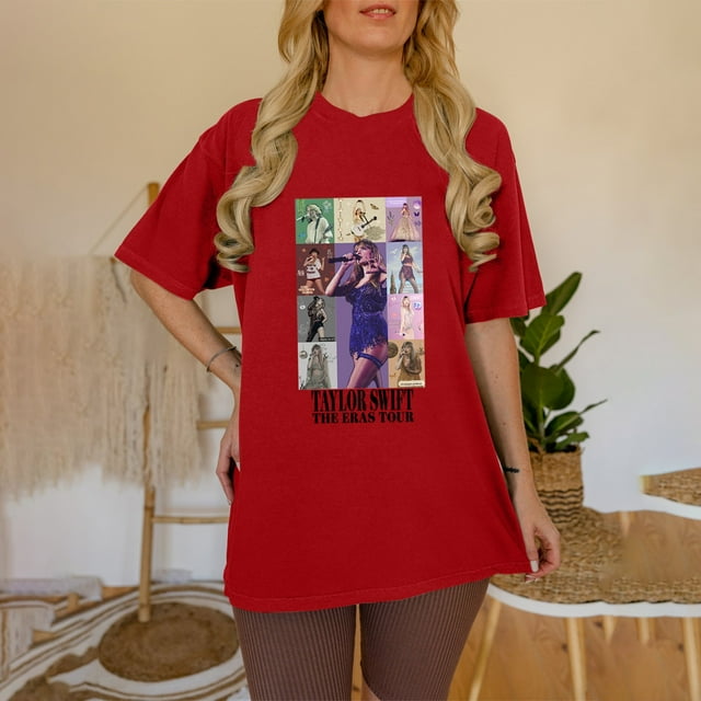 TayIor Sw1ft Chemises, Tyler Sw1ft Merch, Tyler Sw1ft, Mode Décontractée Imprimée Col Rond Manches Courtes Chemises Blouse Femme Graphique Amateur de Musique TKFASHION Rouge TG