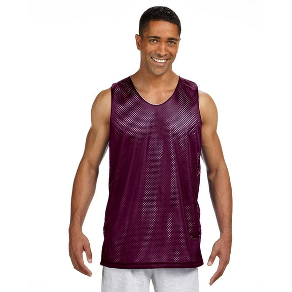 A4 Youth Atheltic Running Backcourt Jersey V-Neck Muscle Tank Top , Maroon/White, NF1270