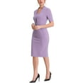 thumbnail image 4 of INSPIRE CHIC Women's Sheath Dress V Neck Short Sleeves Wear-to-Work Bodycon Midi Dresses 3XL Violet, 4 of 5