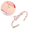 thumbnail image 3 of Pulsera abierta para mujer Sin chapada en cobre con decoración de letras de amor oro rosa, 3 of 8