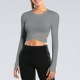 thumbnail image 2 of aidice Yoga Tops for Women Athletic Crewneck Long Sleeve Crisscross Slim Fitting Gym Workout Tops, 2 of 5