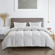 Serta 233 Thread Count White Goose Feather And White Goose Down Fiber Comforter; Multiple Warmth Levels and Bed Sizes