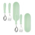 thumbnail image 1 of 2pcs Stainless Steel Baby Tableware Set Portable Baby Spoon And Fork Set With Storage Box Cute Baby Cutlery Set Self Feeding Learning Dishwasher Baby Equipment For Chil, 1 of 5