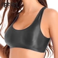 thumbnail image 2 of Tops deportivos cortos para mujer, camisetas sin mangas con cuello en U brillante, camisetas sin mangas de color sólido para ropa deportiva, gimnasio, entrenamiento, running, fitness, yoga, 2 of 4