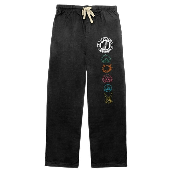 My Hero Academia Neon Characters Men's Black Sleep Pajama Pants-M