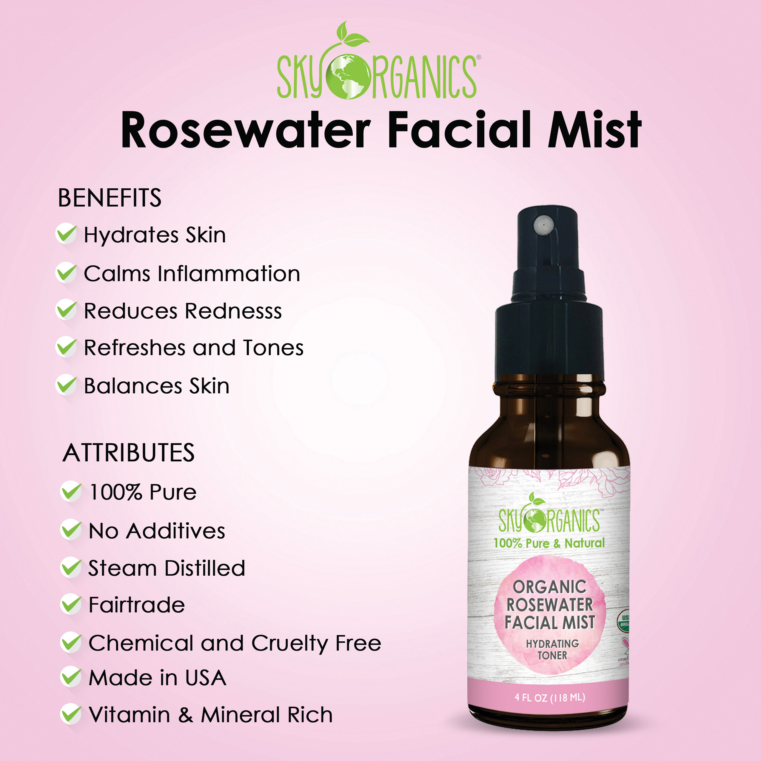 organic rose water facial mist