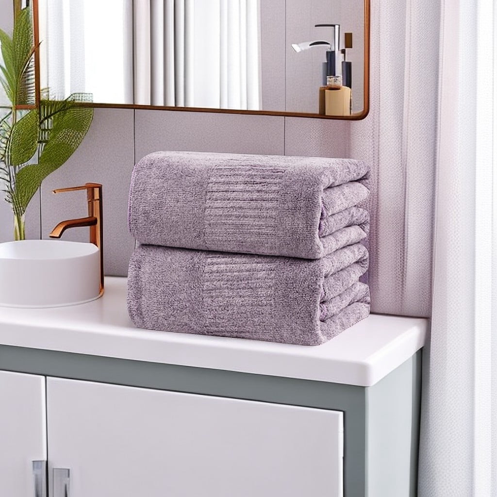 DEWEL Bath Towel, Large Bathroom Towels 35x63 in, Super Absorbent Quick Drying Towels for Bathroom, Beach, Gym, Pool, 2 Count Purple