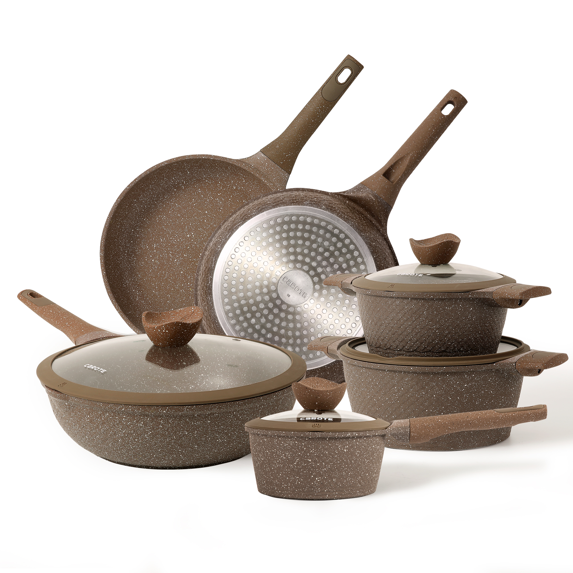 Carote Nonstick Granite Cookware Sets 10 Pcs Stone Cookware Set,non stick  frying pan set, pots and pans set - AliExpress